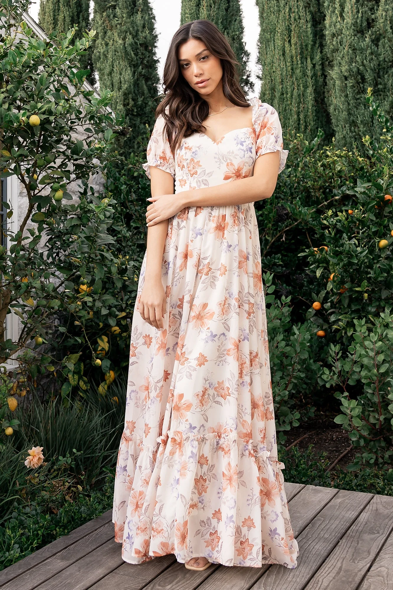 Aberdeen Sweetheart Maxi Dress | Cream Floral - Image 4