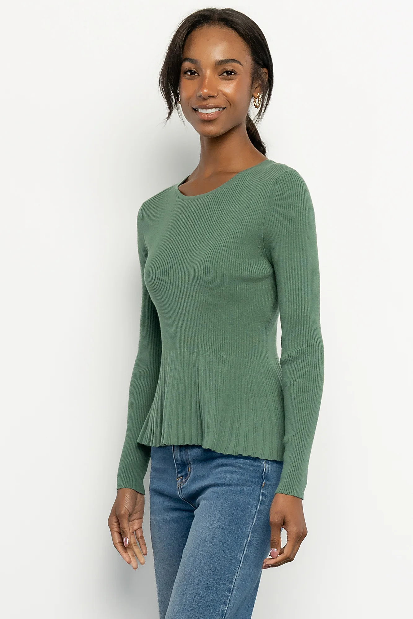 Ainsley Ribbed Top | Winter Green - Image 3