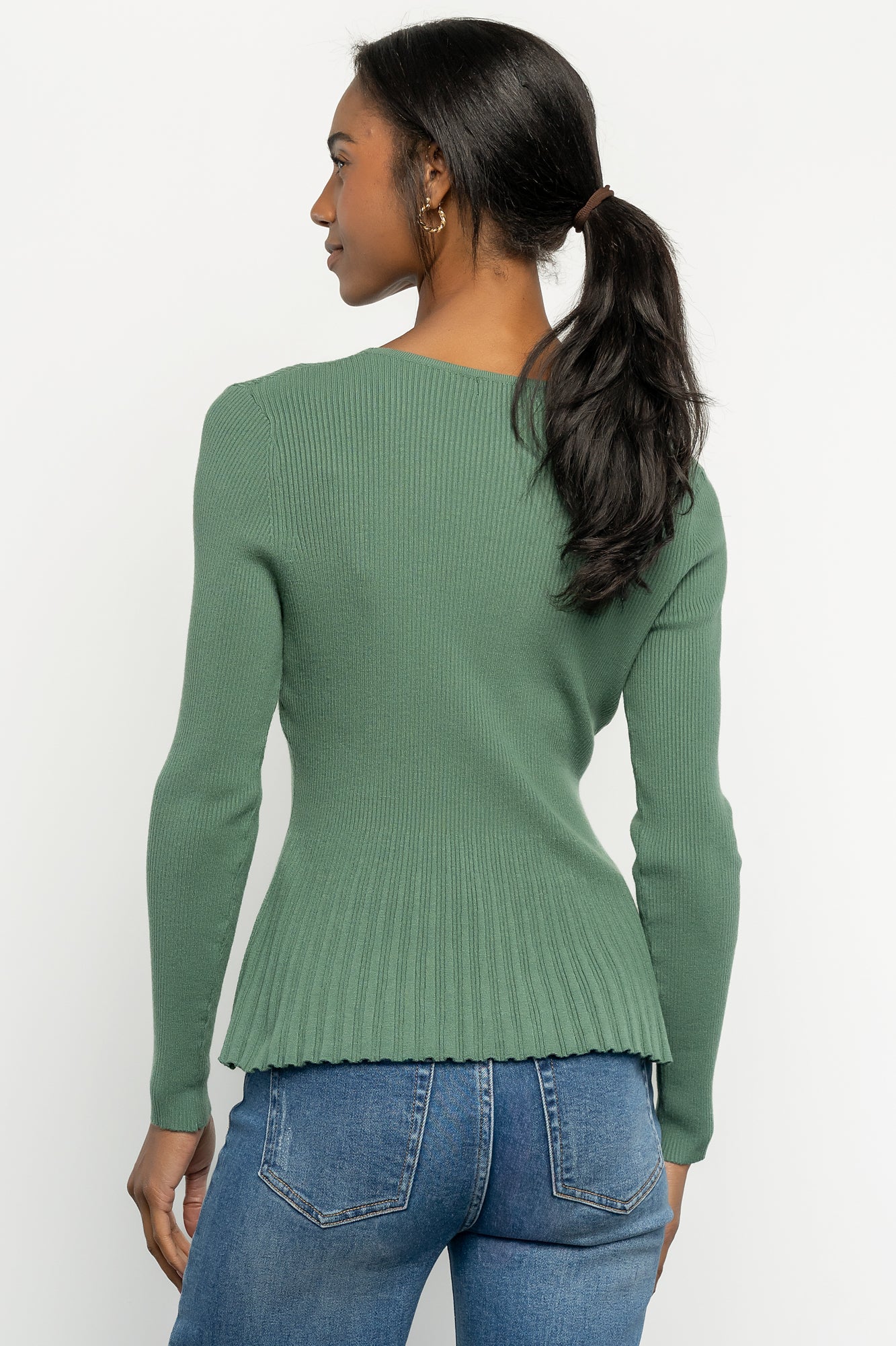 Ainsley Ribbed Top | Winter Green - Image 4