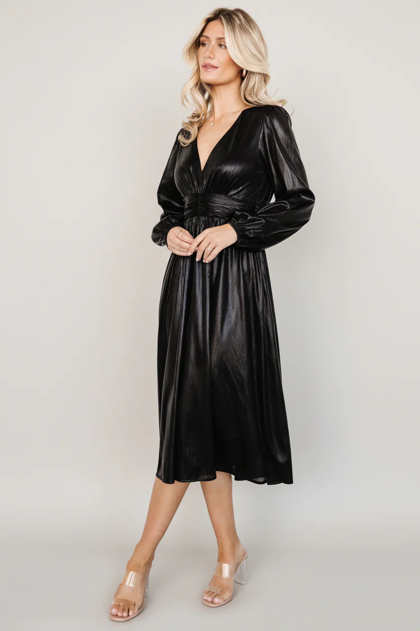 Aisha Shimmer Dress | Black - Image 3