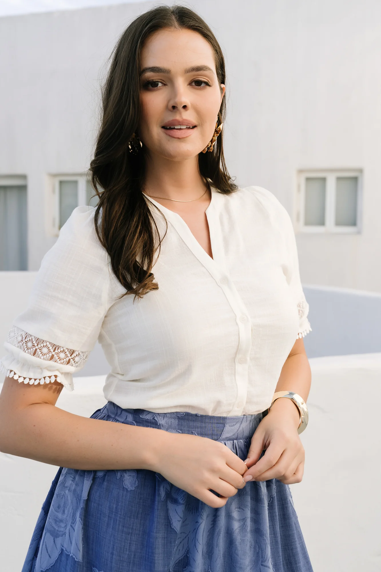 Alba Button Up Top | Ivory - Image 2