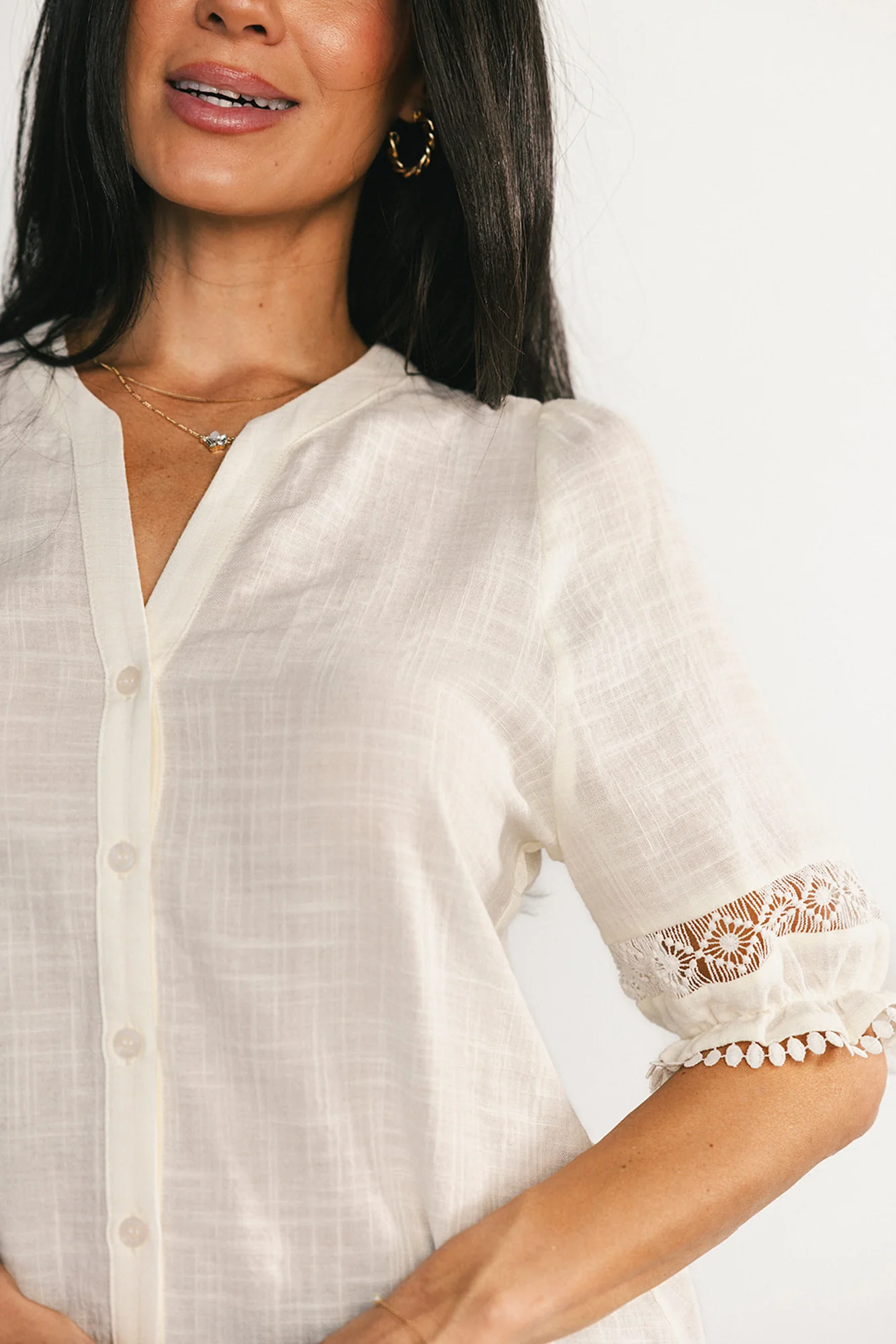 Alba Button Up Top | Ivory - Image 3