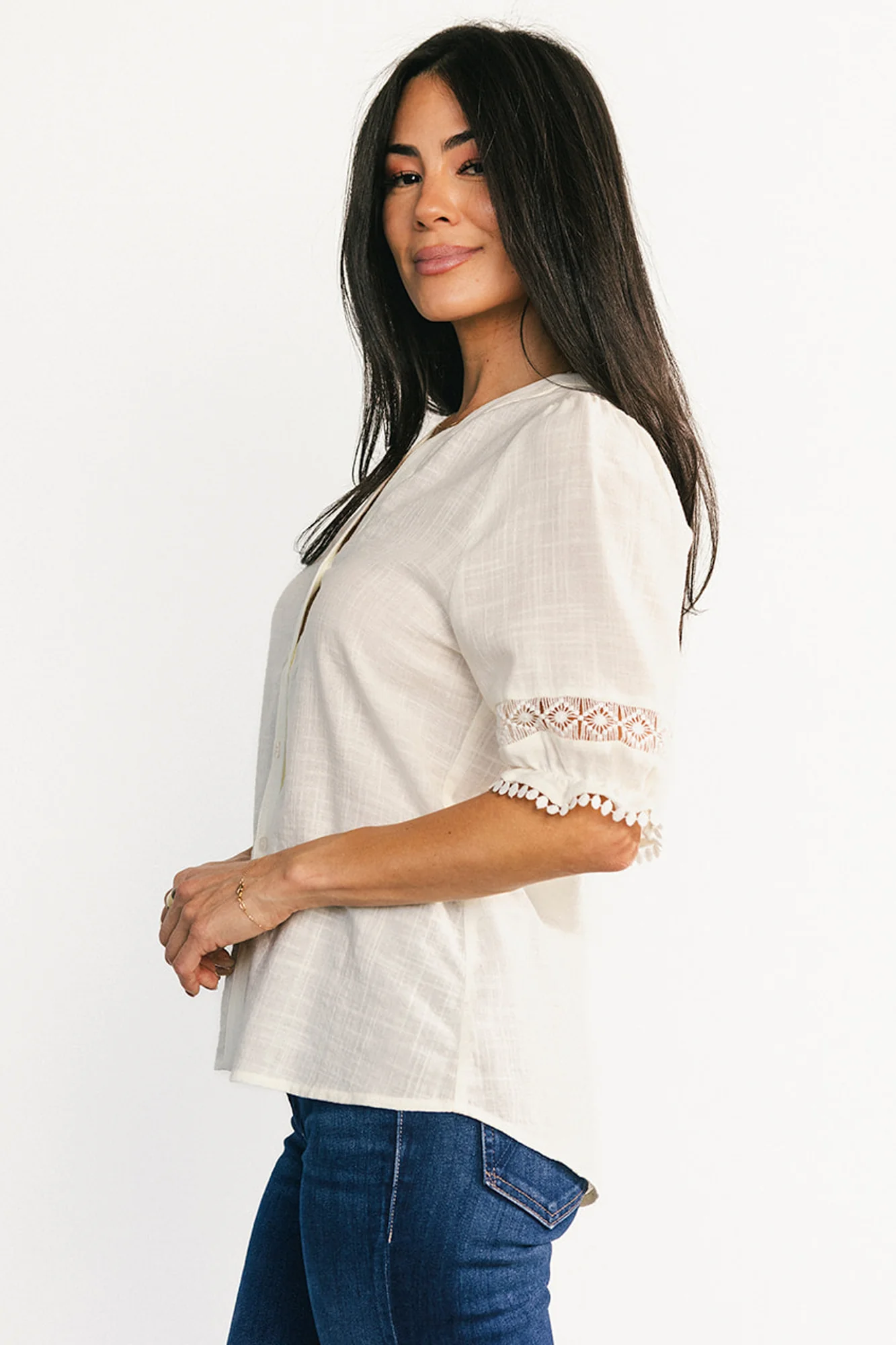 Alba Button Up Top | Ivory - Image 6