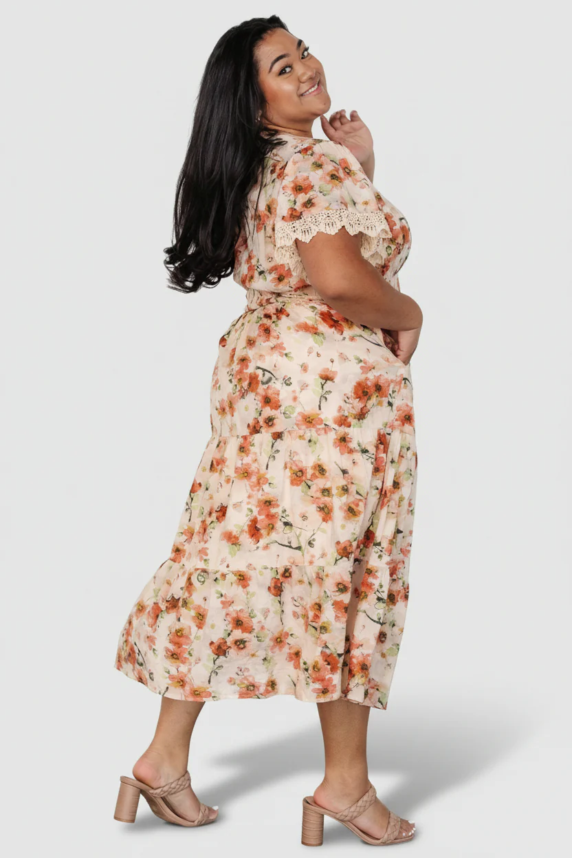 Aliyah Midi Dress | Coral Floral - Image 9