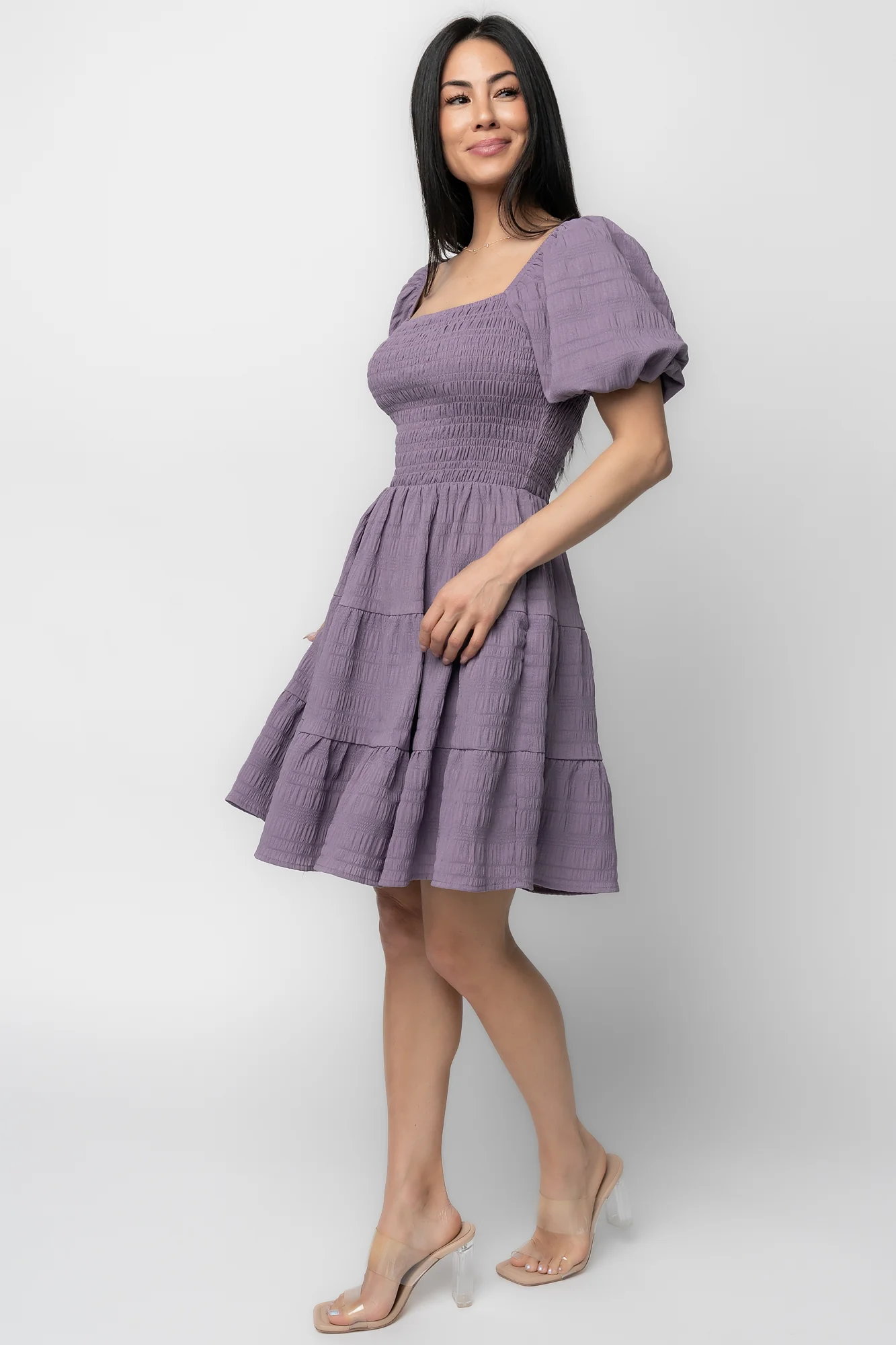 Daze Smocked Dress | Dusty Lavender - Image 3