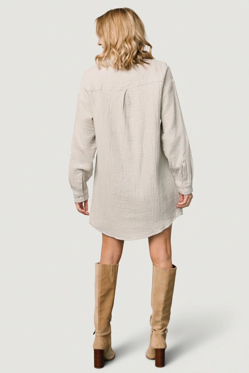 Andres Button Shirt Dress | Light Sage - Image 4