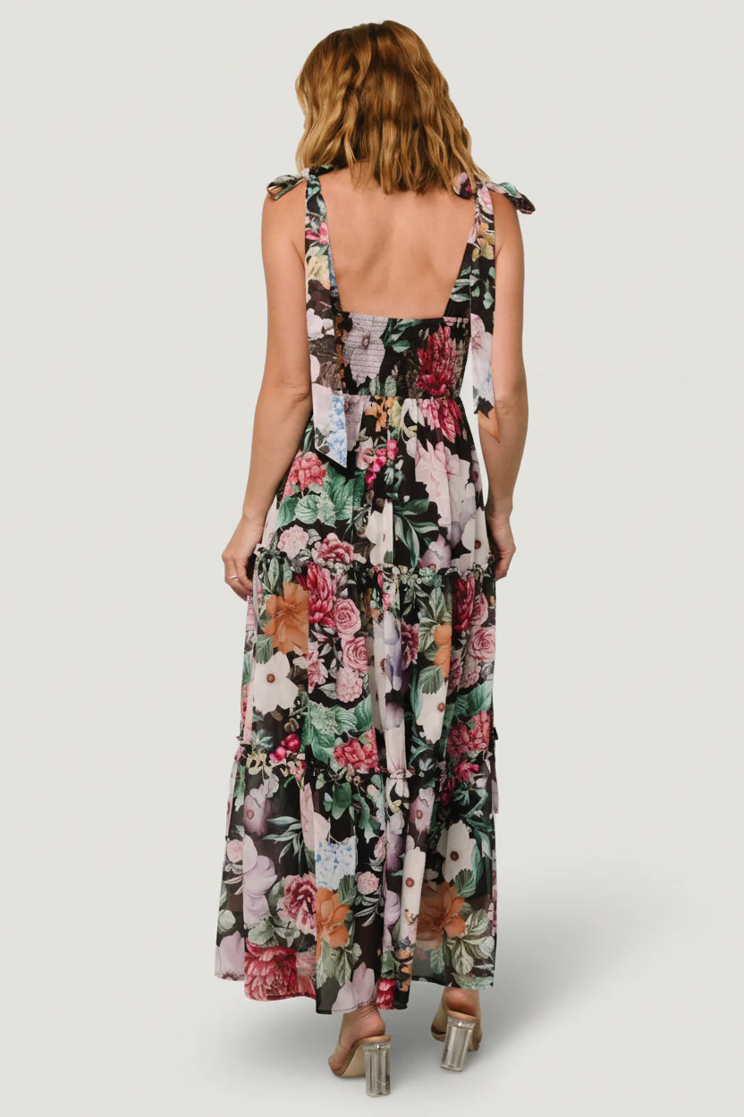 Anita Maxi Dress | Black Multi Floral - Image 3