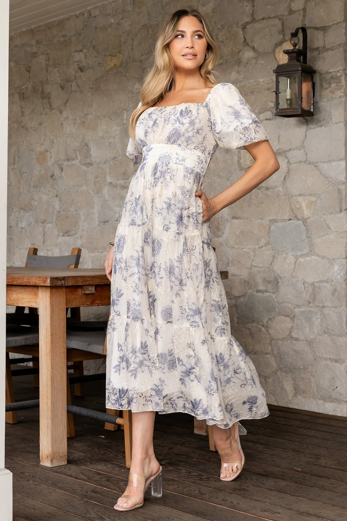 Annabeth Midi Dress | Cream + Slate Floral - Image 3