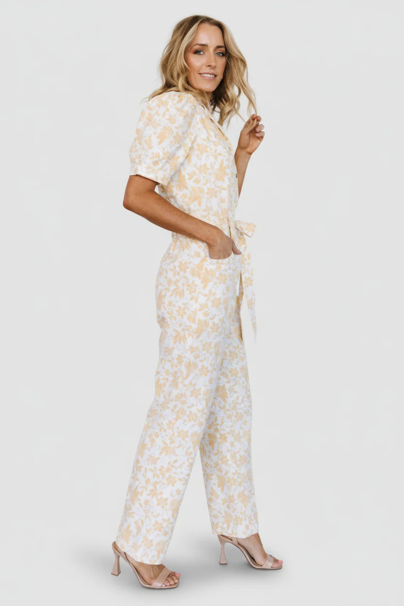 Annalise Jumpsuit | White + Yellow - Image 3