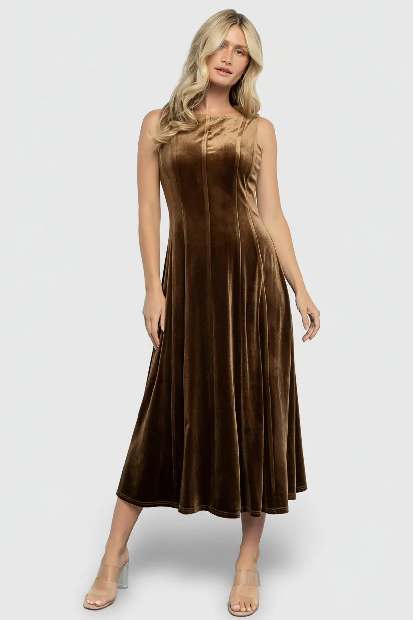 Annika Velvet Midi Dress | Bronze - Image 6