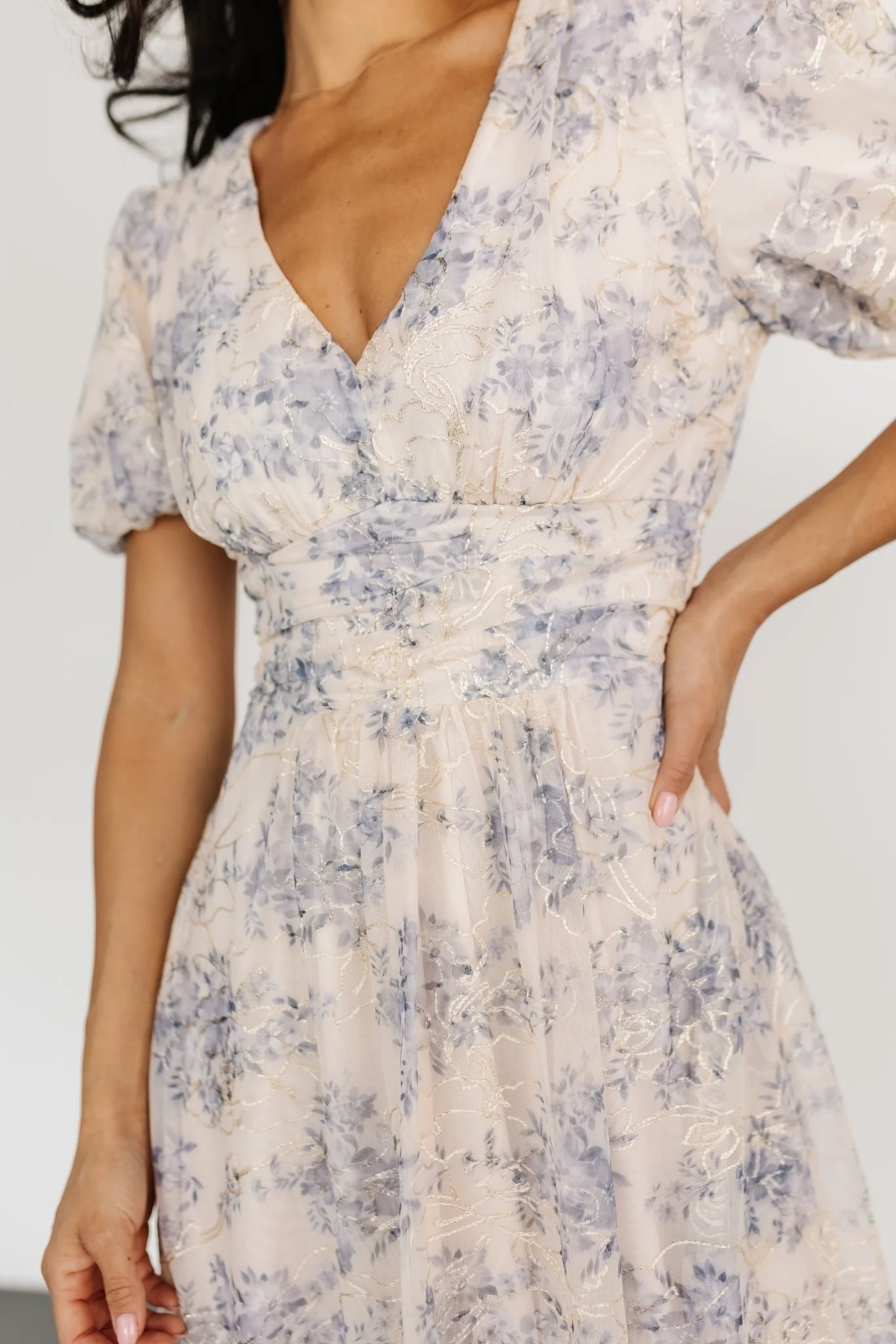 Ardley Maxi Dress | Cream + Blue - Image 5