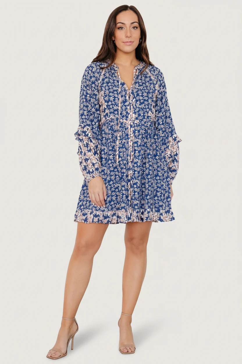 Aster Short Dress | Navy Multi Floral - Image 6