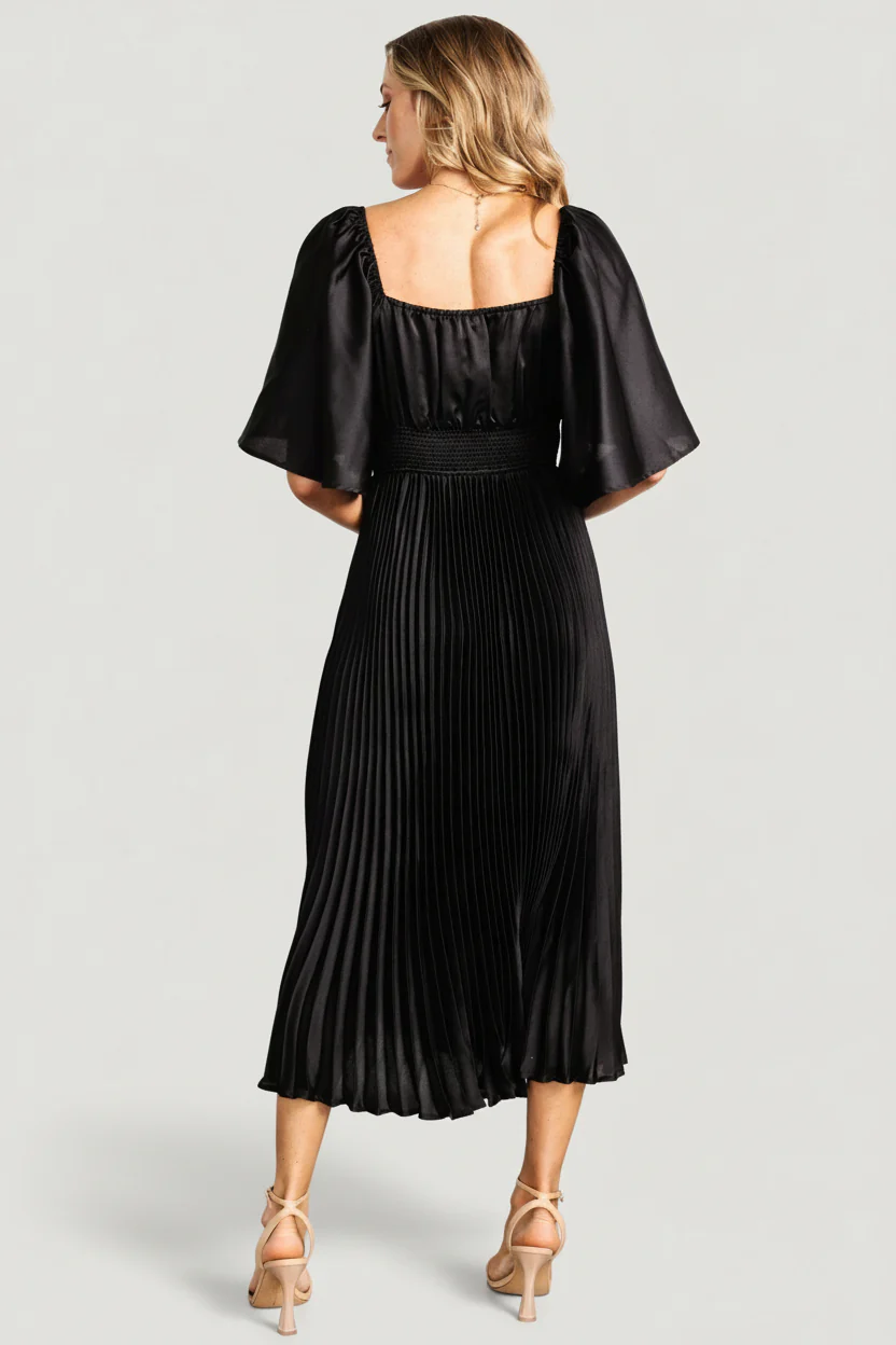 Aubree Pleated Dress | Black - Image 4