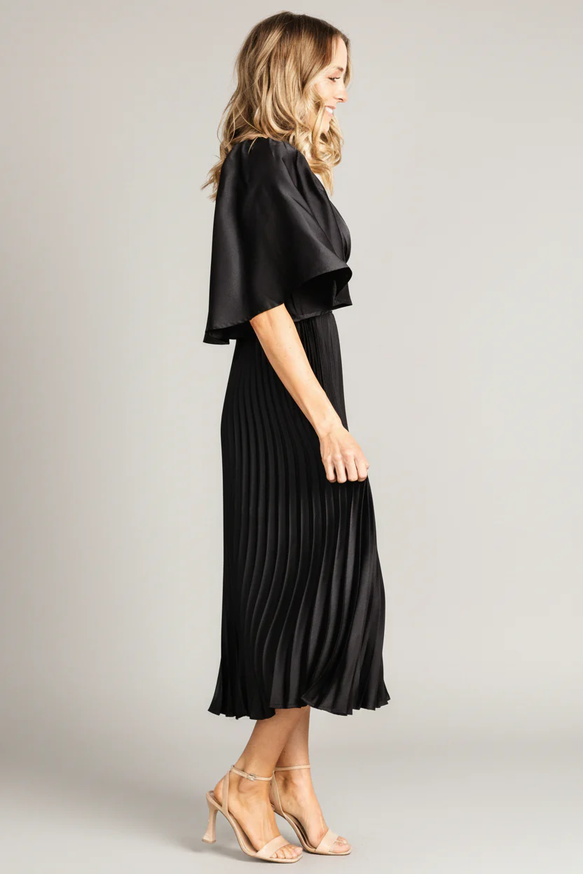 Aubree Pleated Dress | Black - Image 6