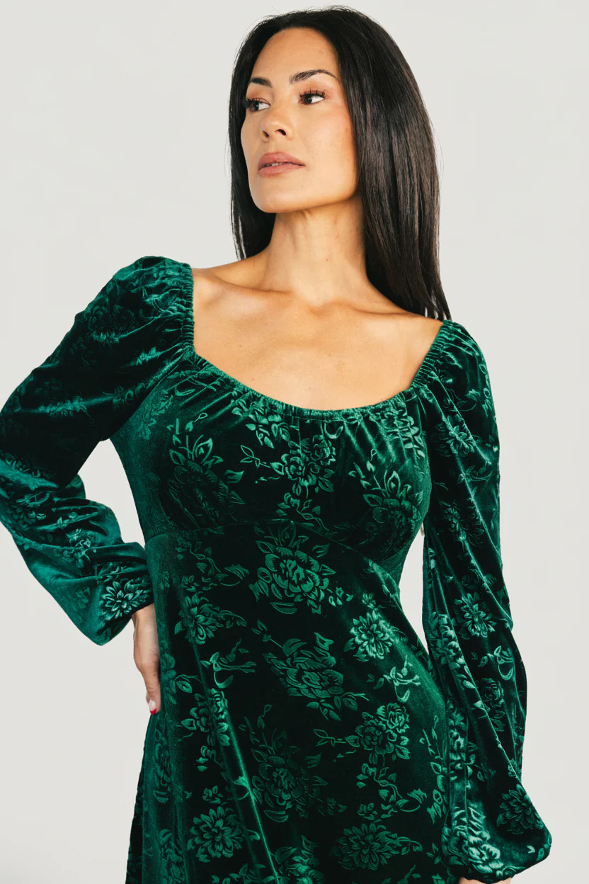 Audra Velvet Embossed Maxi Dress | Emerald - Image 2