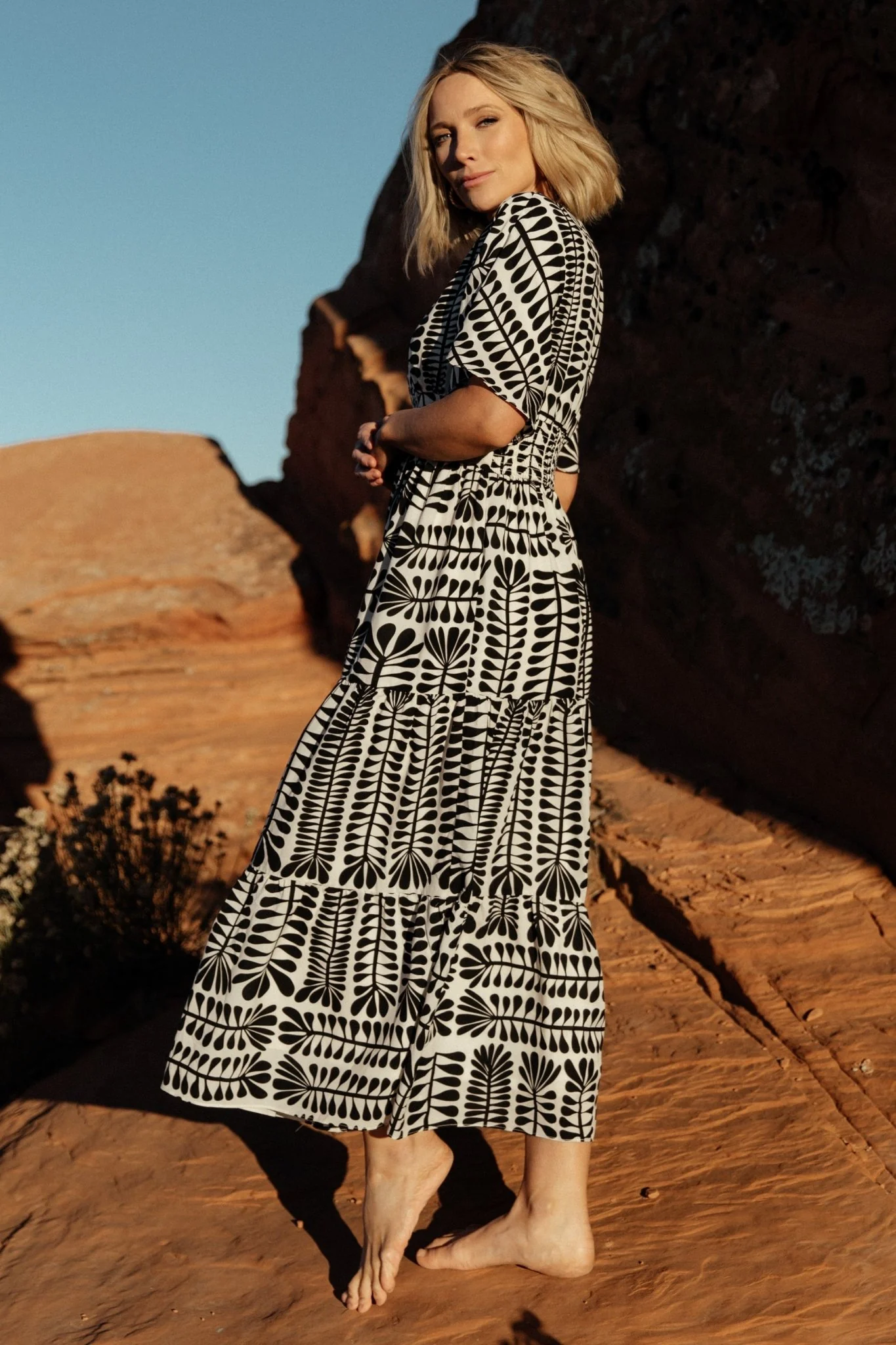Austin Kimono Dress | Black Print - Image 5
