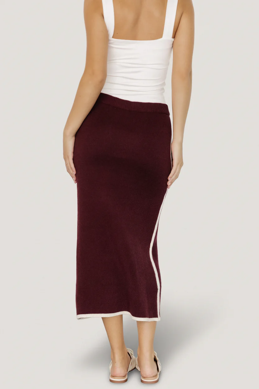 Ava Knit Midi Skirt | Wine - Image 4