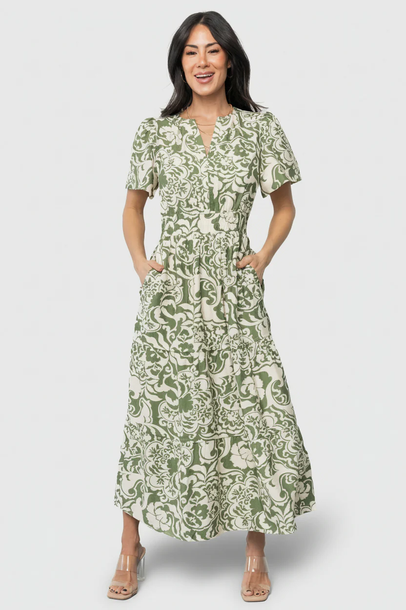 Aventura Midi Dress | Green Print - Image 2