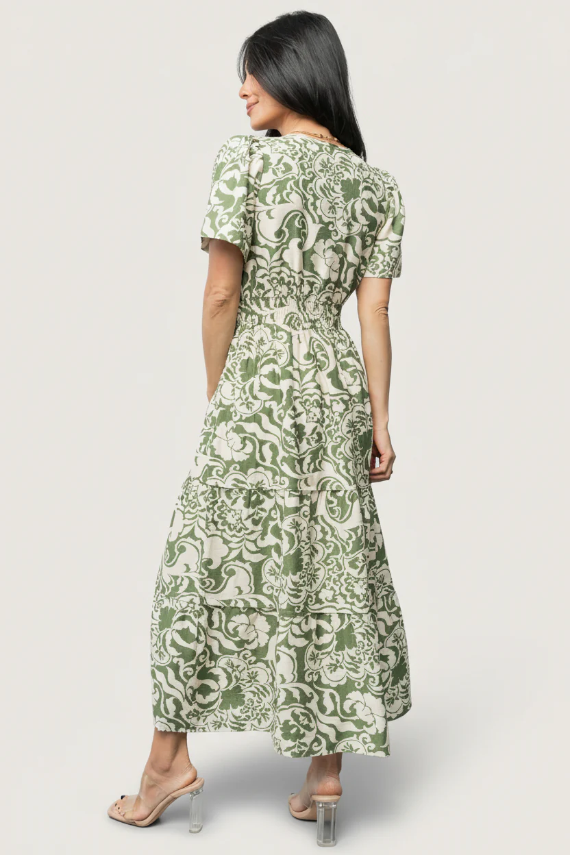 Aventura Midi Dress | Green Print - Image 4
