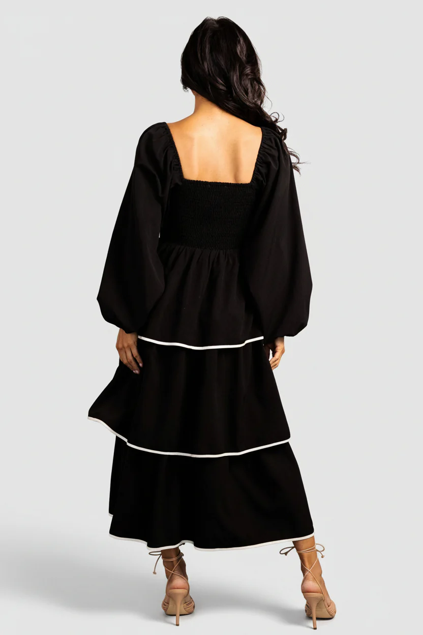 Barcelona Tiered Dress | Black - Image 3
