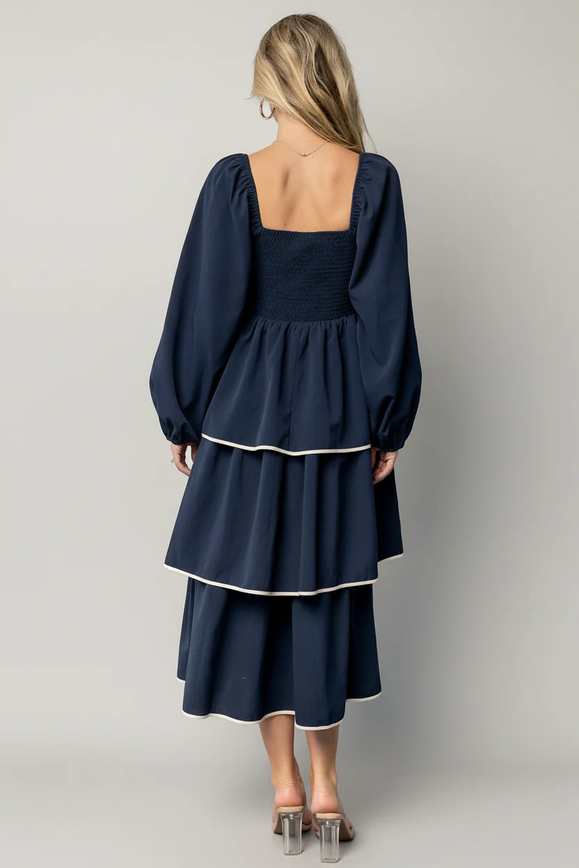 Barcelona Tiered Dress | Navy - Image 4