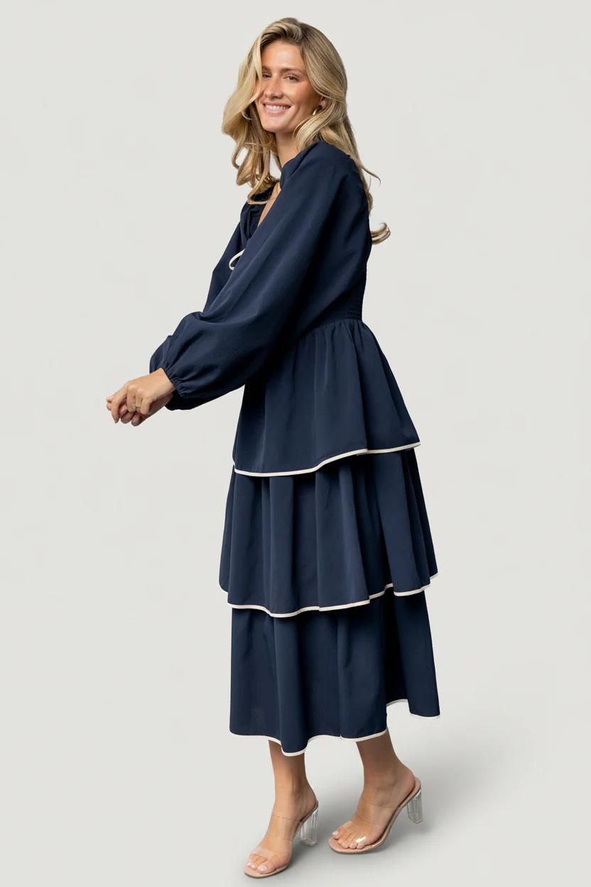 Barcelona Tiered Dress | Navy - Image 7