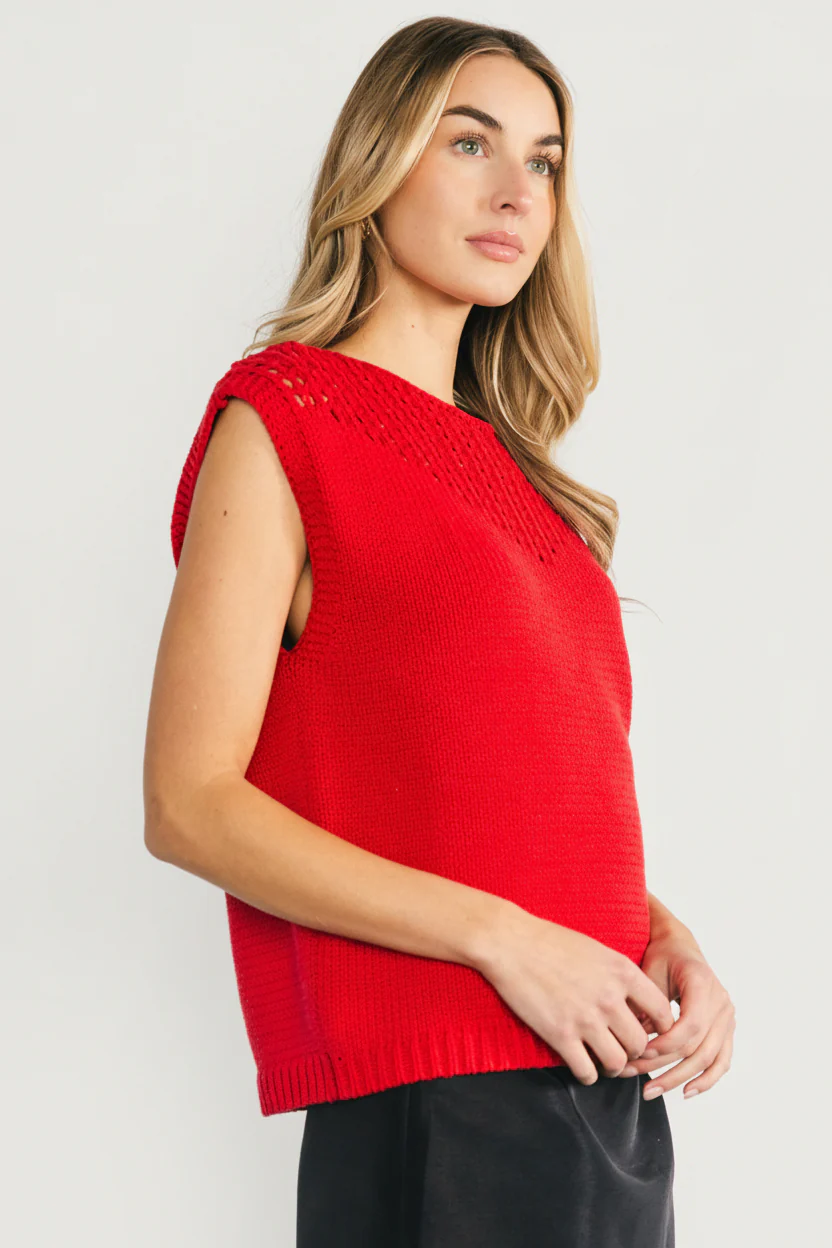 Bennett Sweater Top | Red - Image 3
