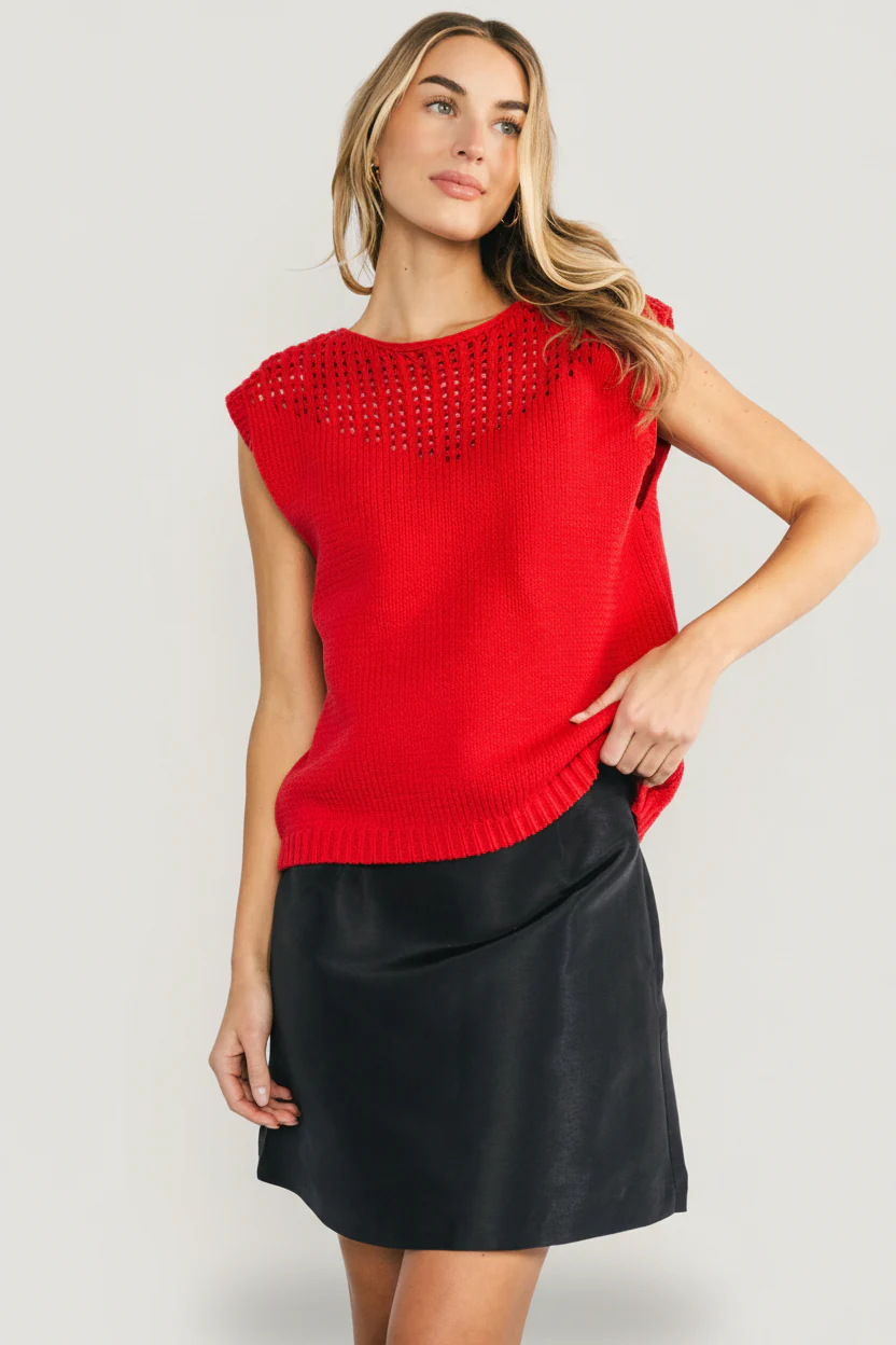 Bennett Sweater Top | Red - Image 6