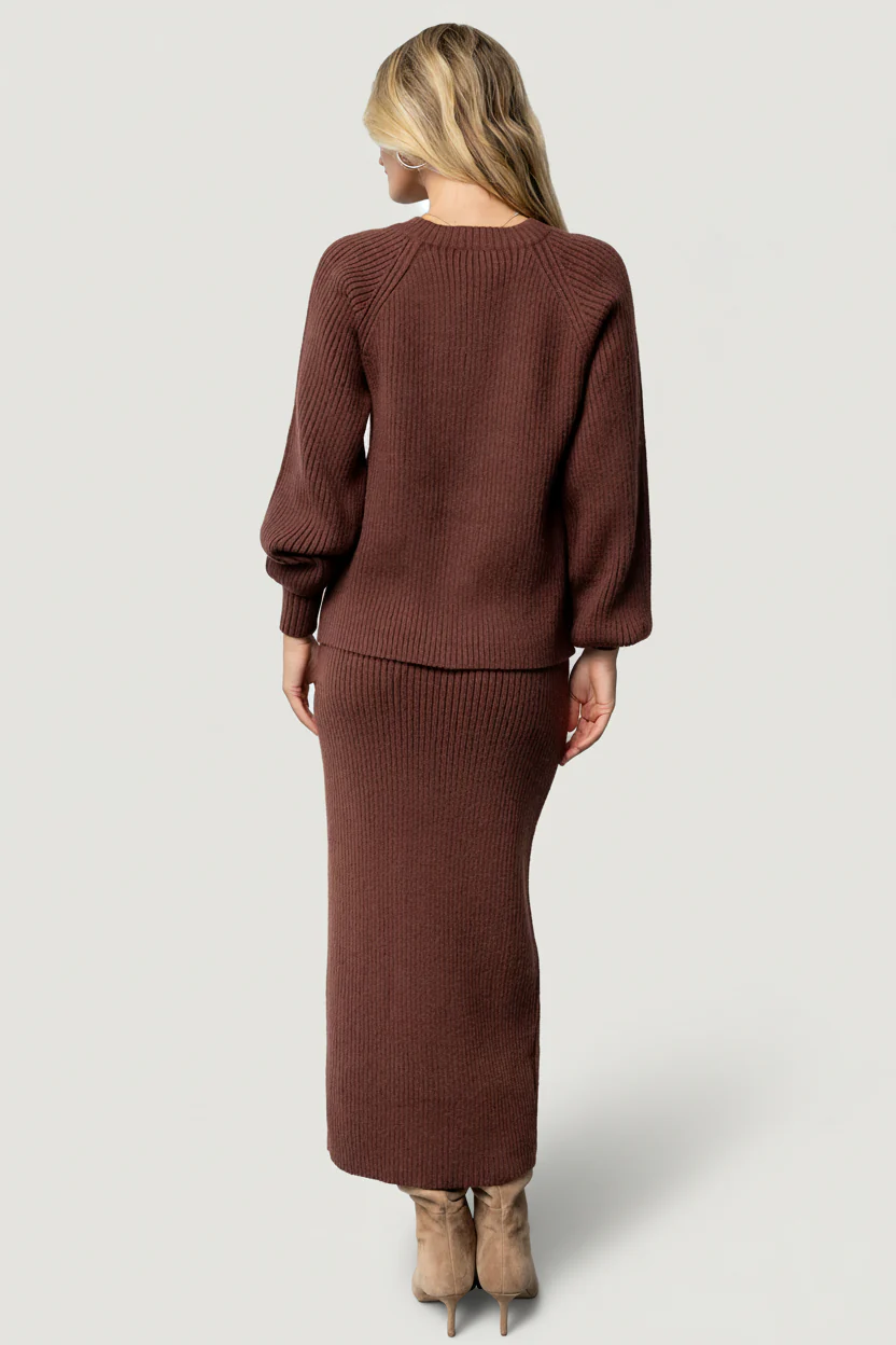Blair Rib Knit Cardigan | Mahogany - Image 4