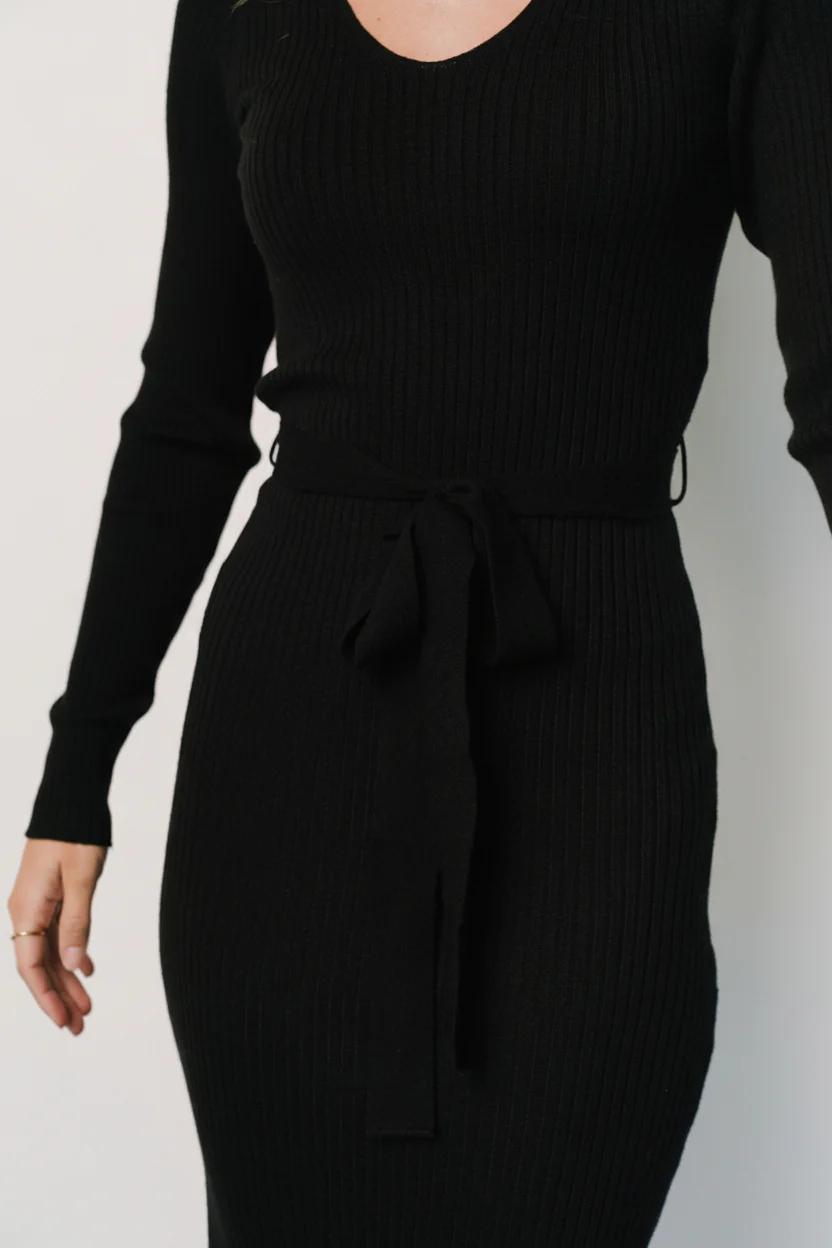 Blayne Ribbed Midi Dress | Black - Image 2