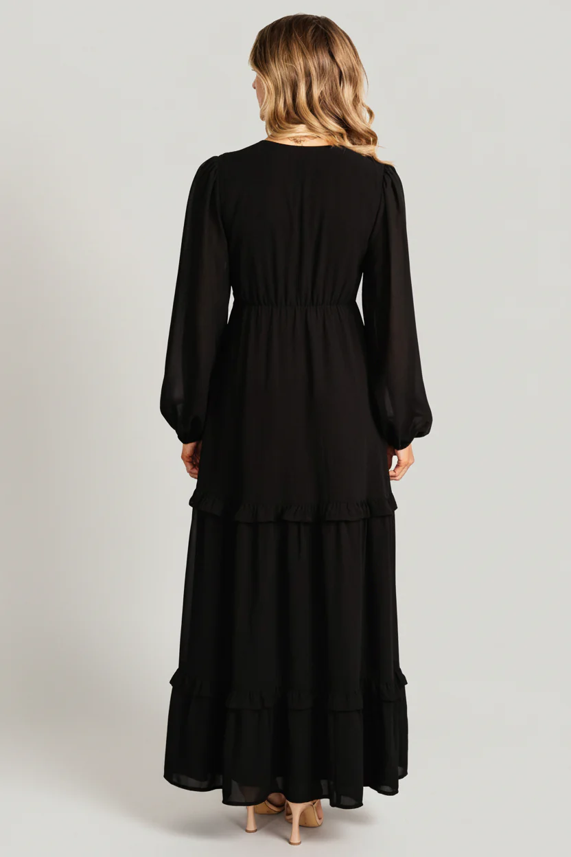 Bowman Deep V Maxi Dress | Black - Image 6