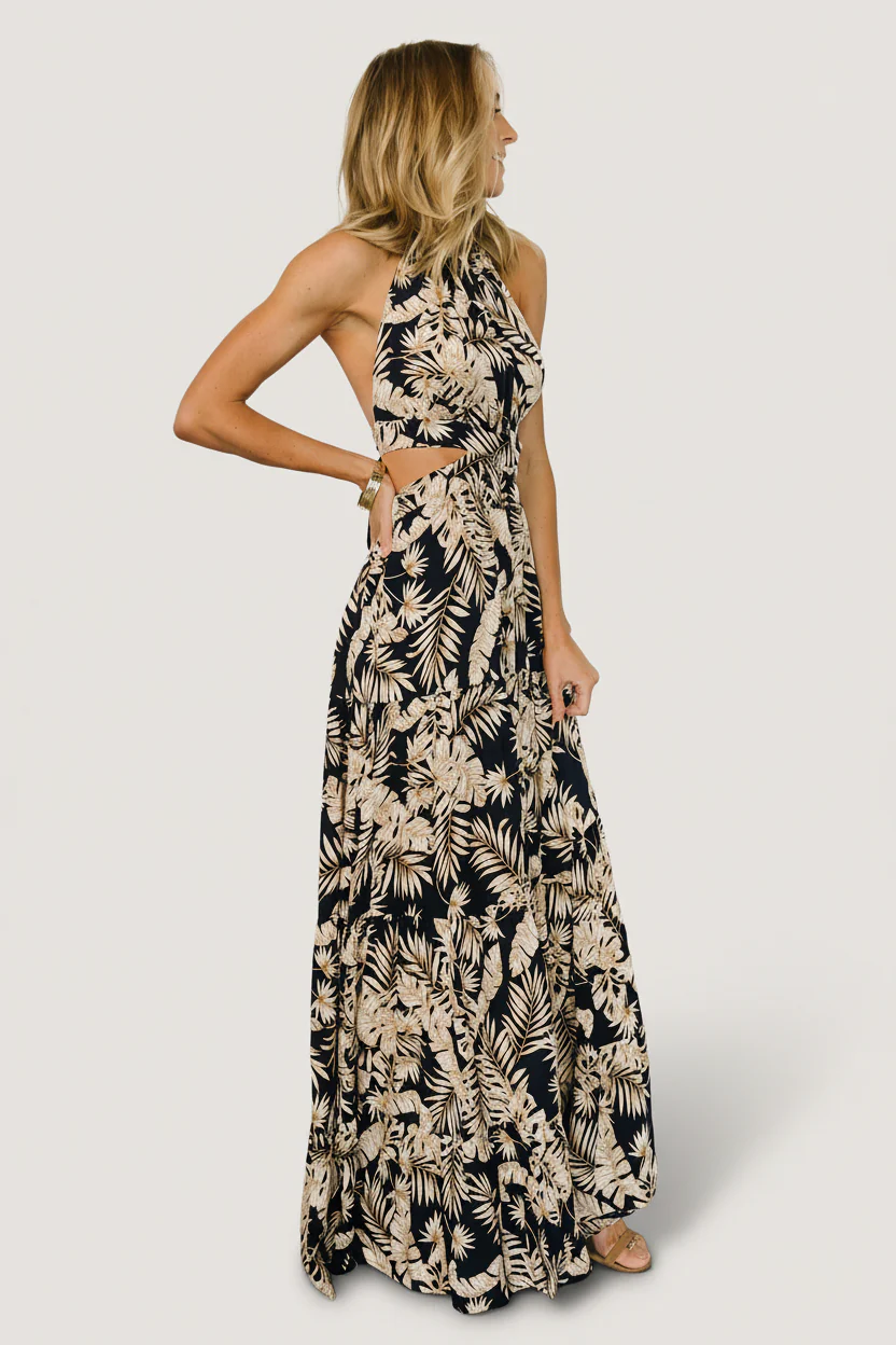 Brett Halter Maxi Dress | Navy Print - Image 4