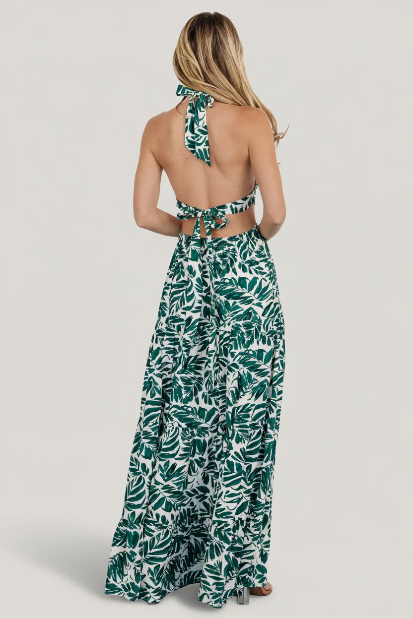Brett Halter Maxi Dress | Palm Green Print - Image 6