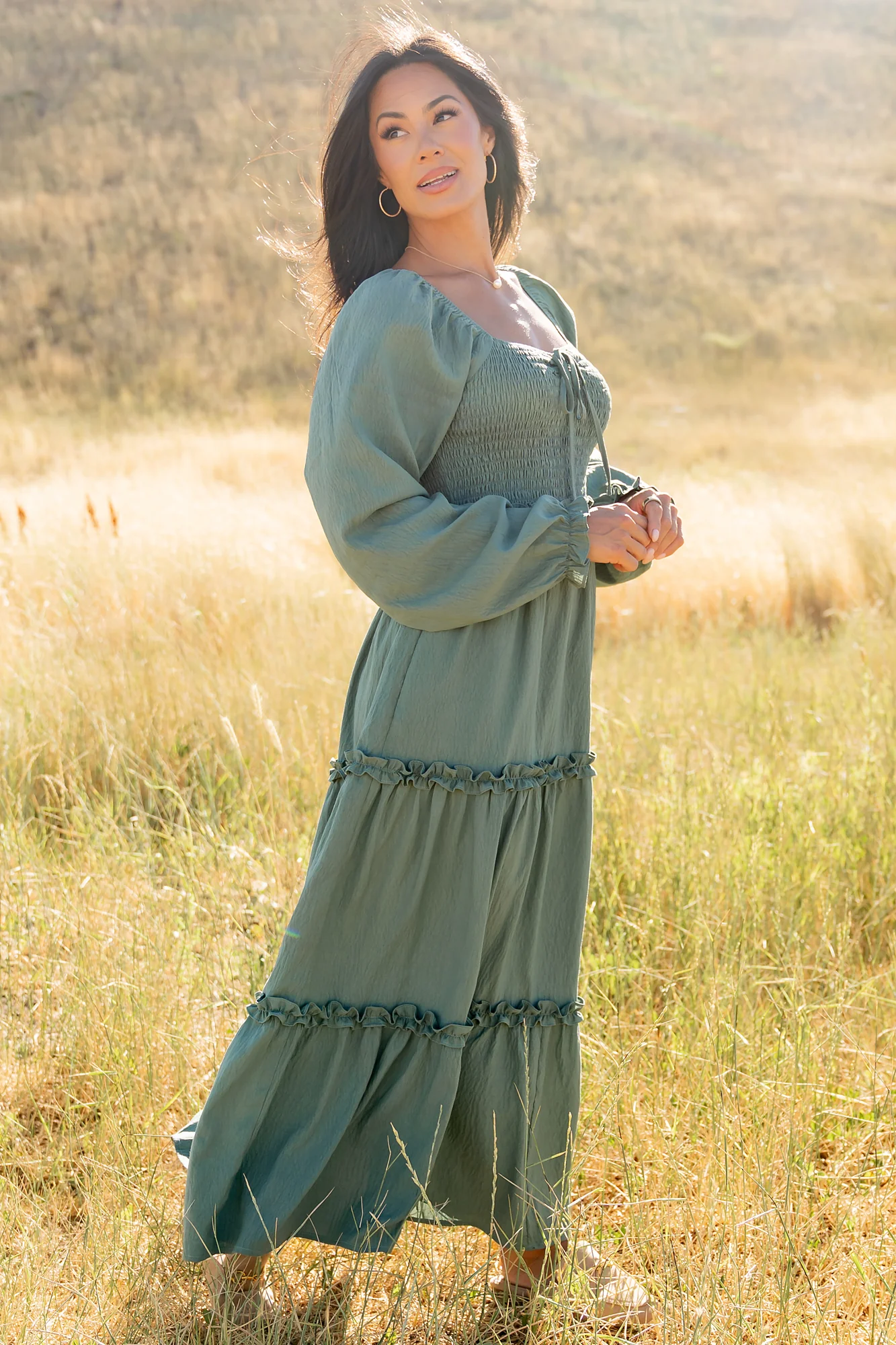 Britta Maxi Dress | Dark Sage - Image 3