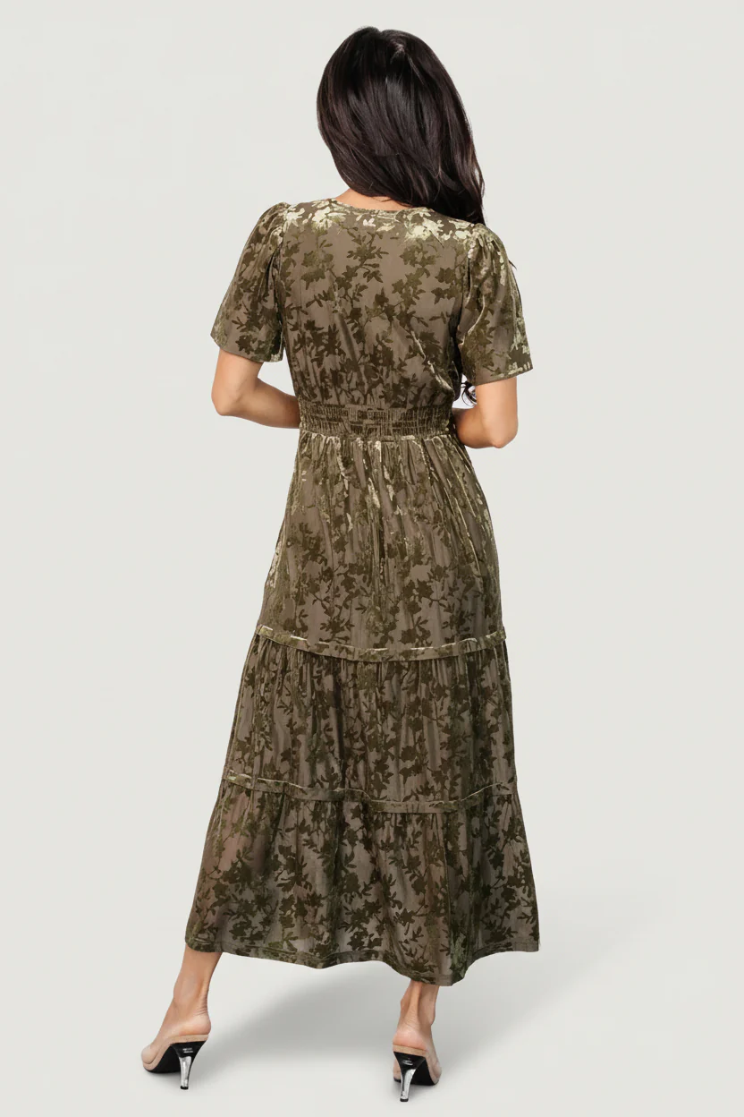 Bronwyn Velvet Dress | Olive - Image 4