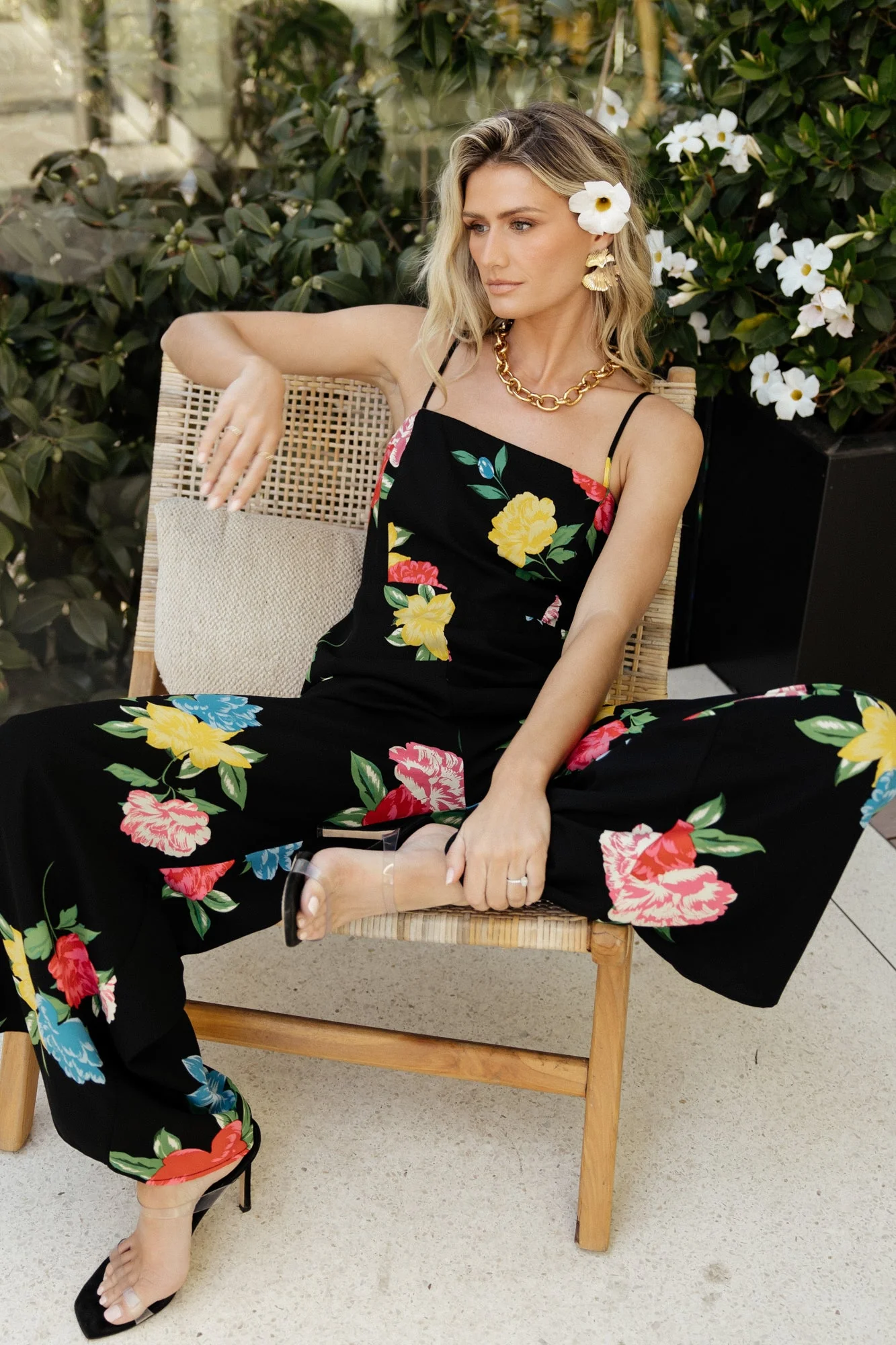 Brooklyn Wide Leg Jumpsuit | Black Floral - Image 3