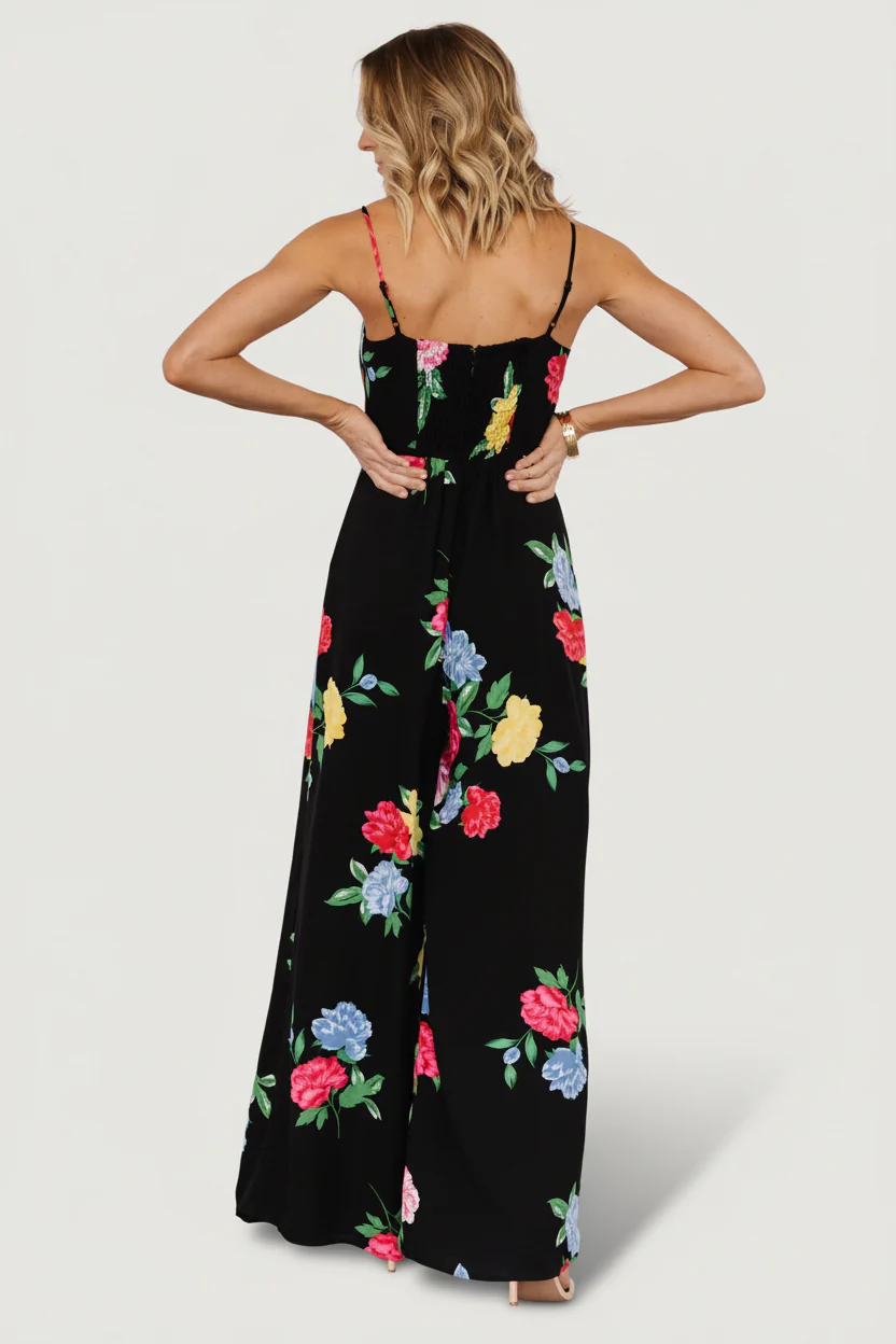 Brooklyn Wide Leg Jumpsuit | Black Floral - Image 5