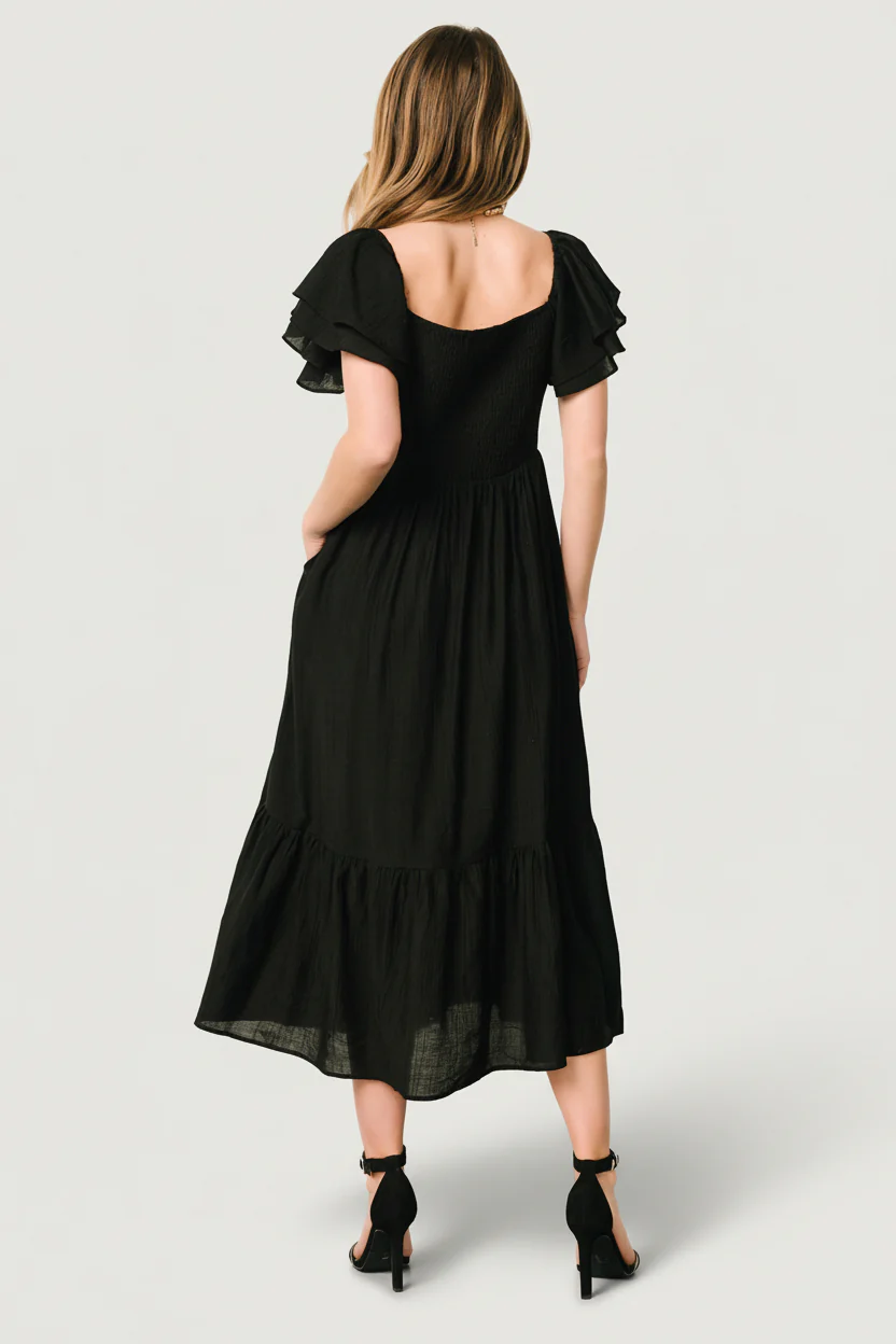 Buttercup Midi Dress | Black - Image 5
