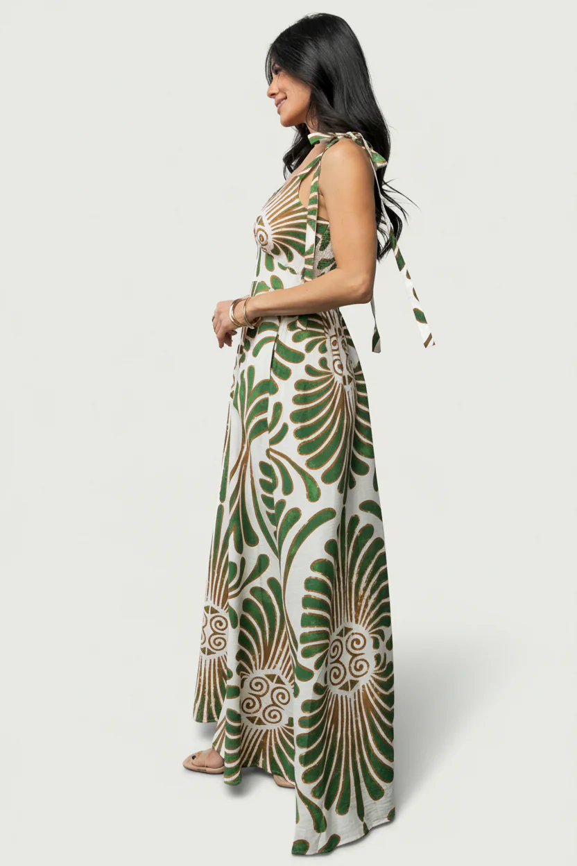 Camila Maxi Dress | Ivory + Green Print - Image 3