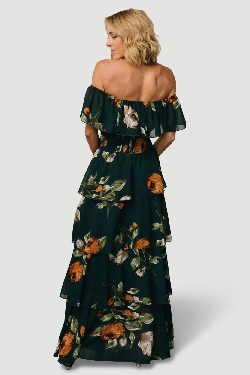 Carina Off Shoulder Maxi Dress | Deep Topaz Floral - Image 6