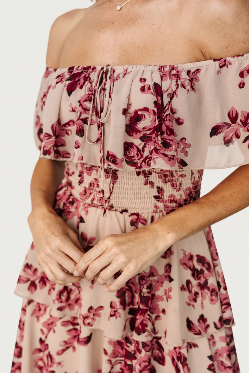 Carina Off Shoulder Maxi Dress | Nude + Rose - Image 2