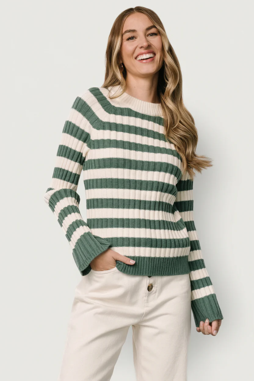 Carrie Striped Sweater | Teal + Ivory - Image 5
