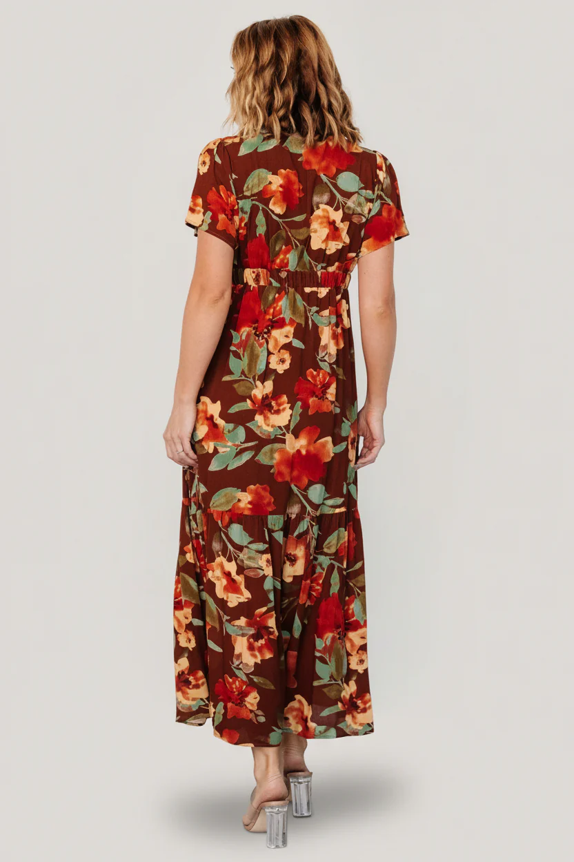 Cassie Short Sleeve Dress | Copper Floral - Image 5