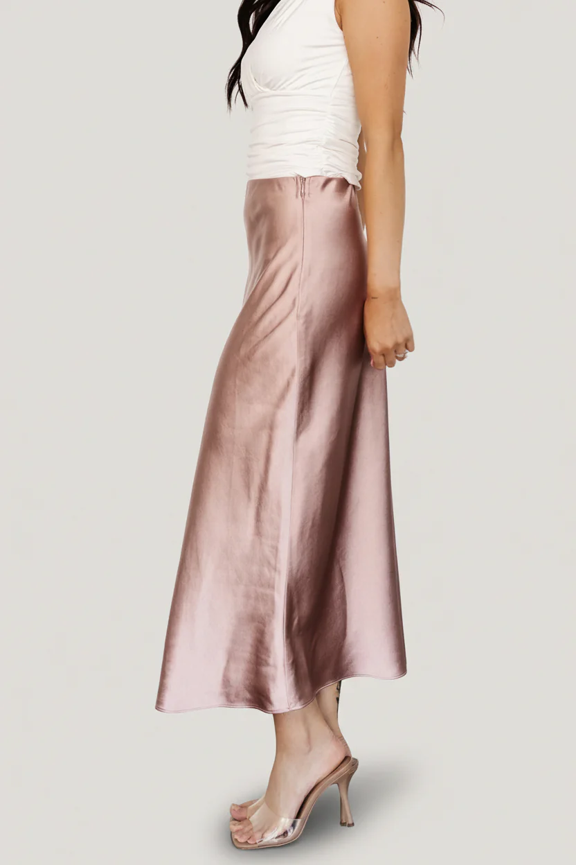 Celeste Satin Midi Skirt | Blush - Image 3