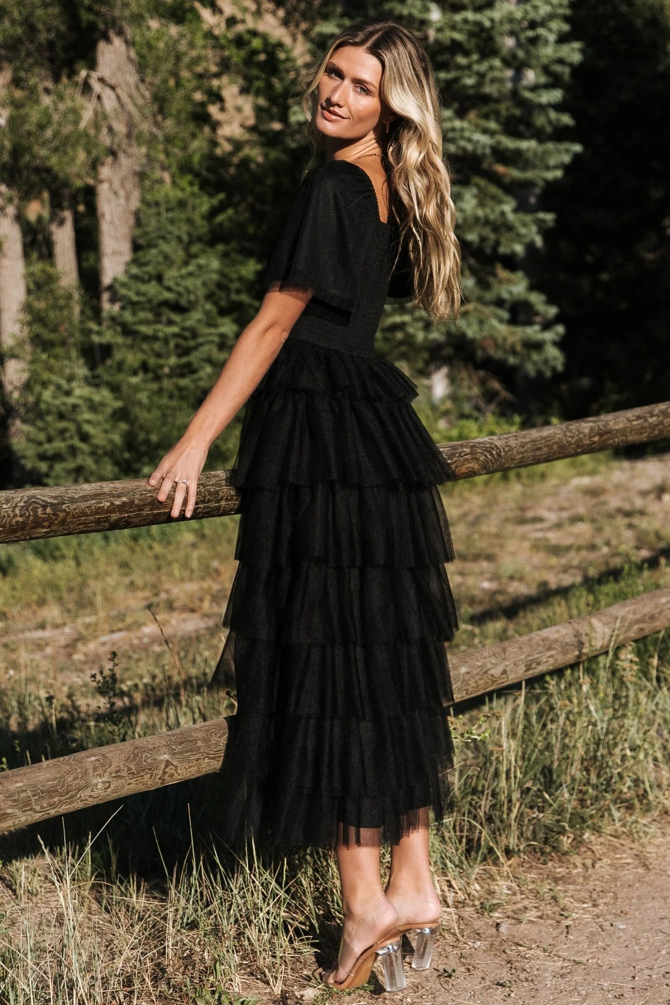 Cherise Tulle Tiered Dress | Black - Image 8