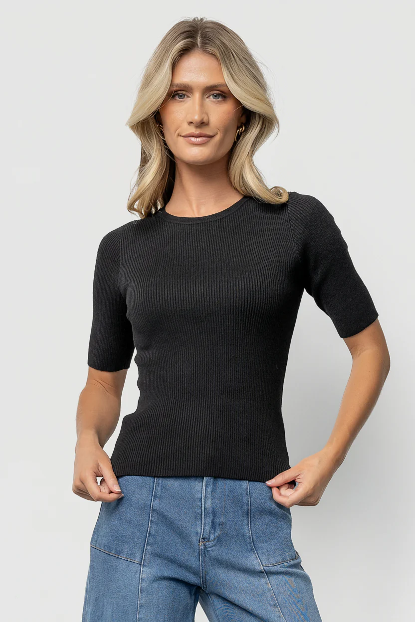 Chiara Ribbed Top | Black - Image 5