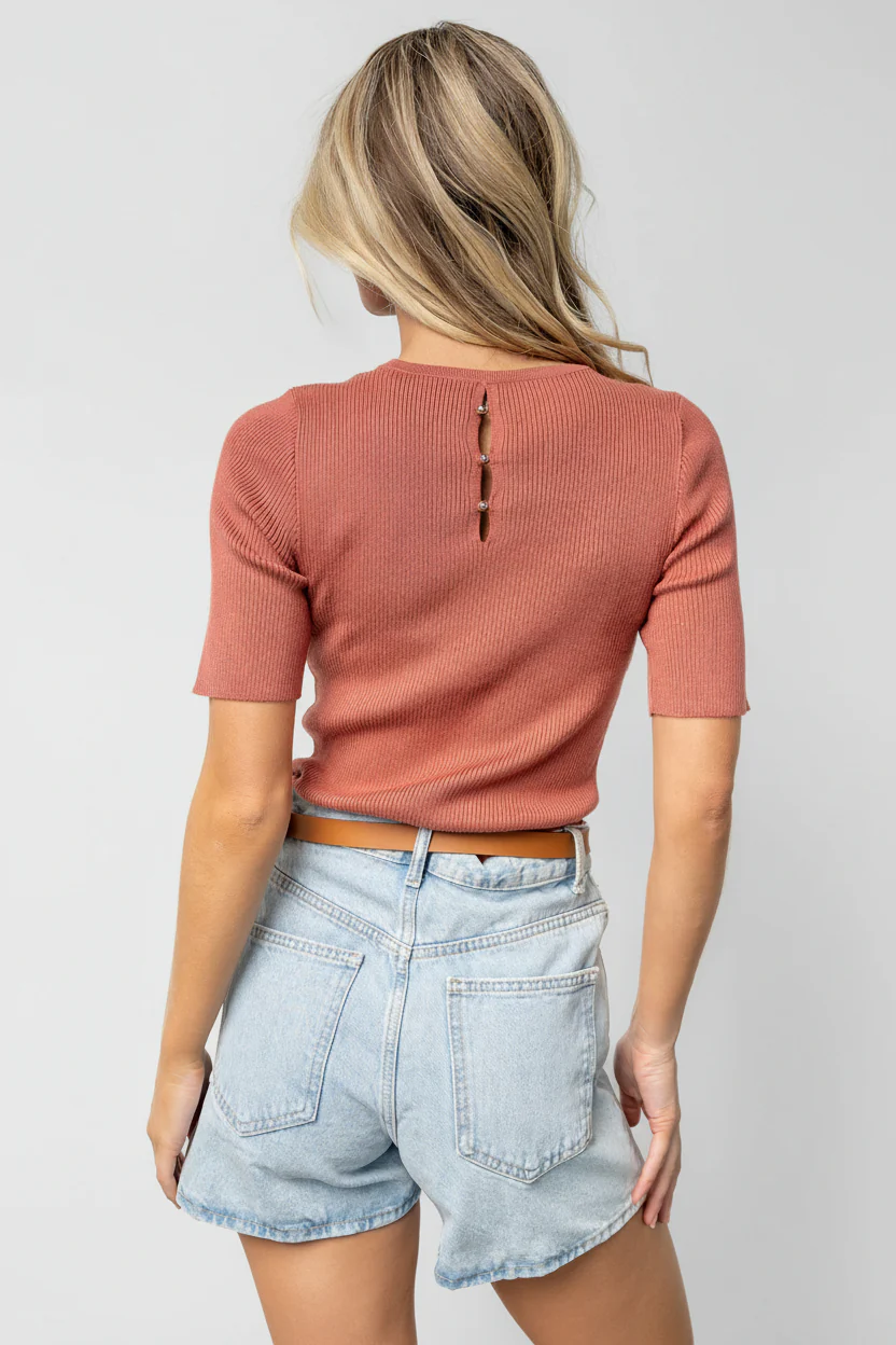 Chiara Ribbed Top | Brick - Image 4