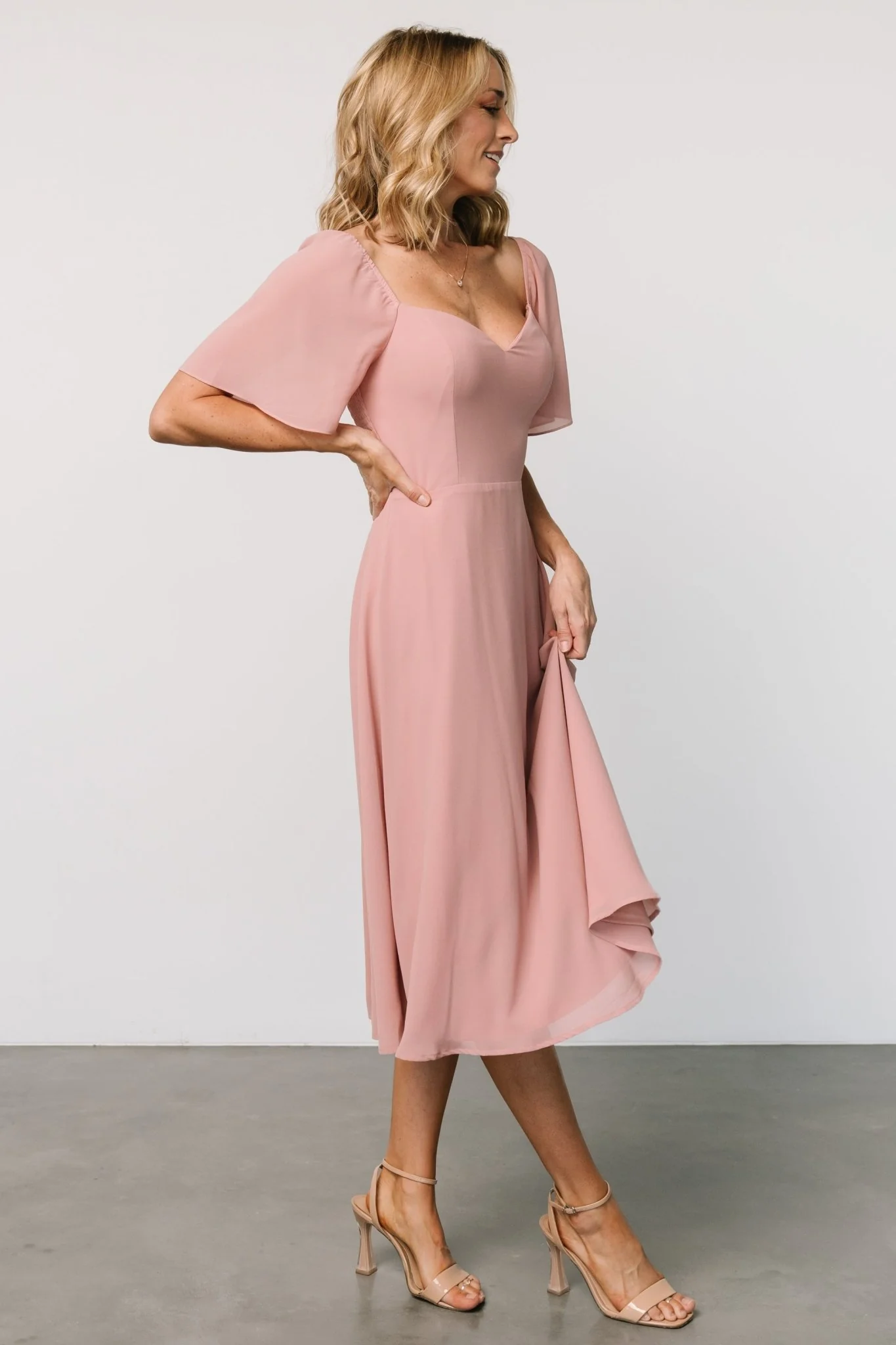 Colette Sweetheart Midi Dress | Blush - Image 3