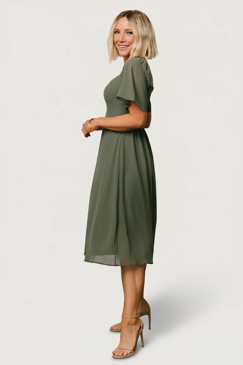 Colette Sweetheart Midi Dress | Dark Sage - Image 5