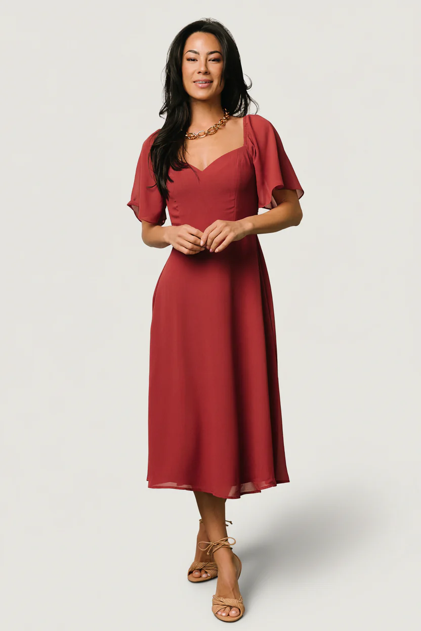 Colette Sweetheart Midi Dress | Terracotta - Image 3